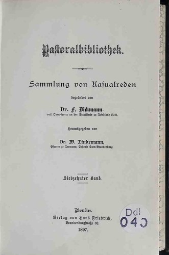 Pastoralbibliothek sammlung - pastoralbibliothek.,
