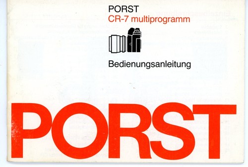 Bedienungsanleitung porst 7 - bedienungsanleitung, cr-7