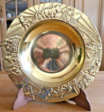 WANDTELLER, MASSIV MESSING-WANDTELLER Ca. 1,99 KG, GLÄNZEND, LANDWIRTSCHAFT !!!