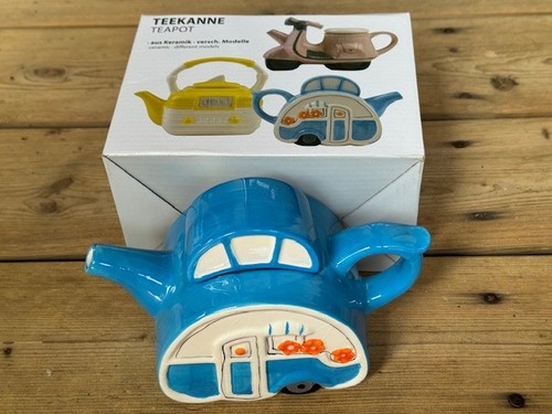 Vintage keramik teekanne blau - teekanne,