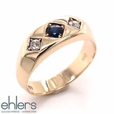 Damenring Diamanten Safir blau Gold 585er Gelbgold 14kt Herrenring unisex 921