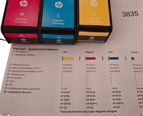 Tinte 976yc l0s29yc l0s30yc - hp,