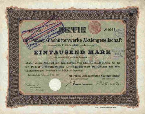Von poncet glashüttenwerke - von,