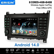 64GB Android 14 Navi Autoradio CarPlay Wifi DAB+USB Mercedes C/CLC/G-Klasse W203