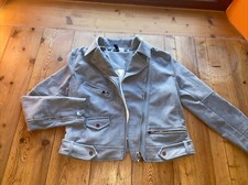 H&M Wildlederjacke Imitat Hellgrau Gr. 36 TOP