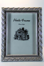 stabiler Bilderrahmen Fotorahmen aus Holz mit Glasscheibe in altsilber 10 x 15cm