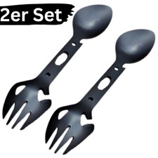 5in1 Göffel Camping Feldbesteck  Outdoor Survival Essbesteck Gabel & Löffel 