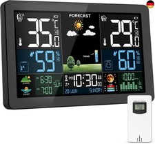 Wetterstation Funk mit Außensensor, Farbdisplay, Wettervorhersage, Temperatur, 
