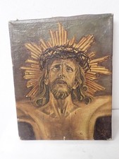 Schönes antikes fein gemaltes  Heiligenbild - Jesusbild auf Leinwand um 1860