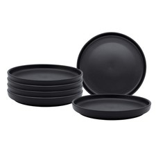 Speiseteller mit Rand schwarz 27cm - 6er Set - Pasta Salat Geschirr Edel Service