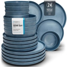 Steingut Geschirrset 6 Pers. 24-tlg Hochwertiges Geschirr Set - Tafelservice