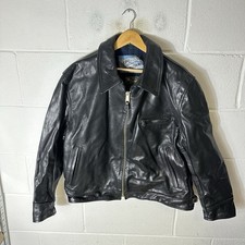 Vintage Aero Lederjacke Herren 44 schwarz Steerhide Highwayman kariert gefüttert Cafe