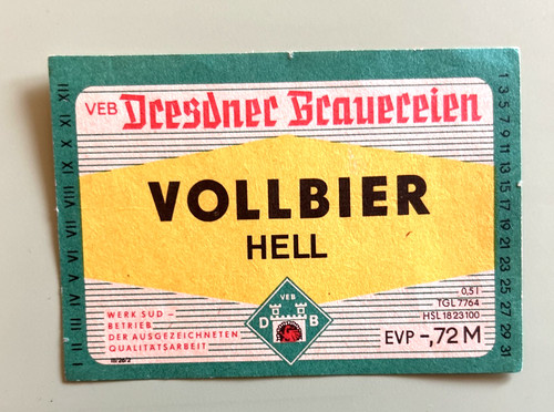 Bieretikett ddr veb - bieretikett, ddr-veb