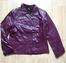 Damen-Jacke, Fake-Leder-Jacke, Kunstleder, lila, violett, beere, Gr. 38
