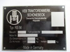 Typenschild Traktor RS 56