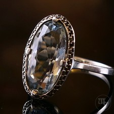 Art Déco Antiker Silberring Damenring Aquamarin Perlen 830 Silber Gr. 58 18,4mm