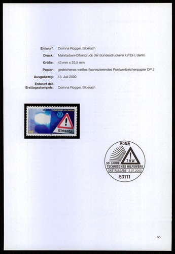 Brd schmuckblatt 2000 thw - schmuckblatt,