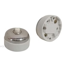 Lichtschalter antik Stahl Porzellan Taster silber alt