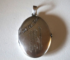 antikes Jugendstil Medaillon Alpacca versilbert Monogramm HN Rosengirlande