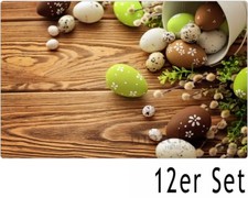 Tischset Platzset Ostern MOTIV Ostereier & Holz grün 12 Stk abwaschbar