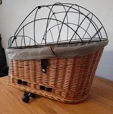 Hundekörbchen für Fahrrad, für Gepäckträger, Weidenkorb für kleine Hunde