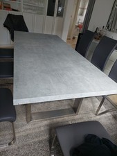 Esszimmertisch Betonoptik Edelstahl Füße U-Form 220x100