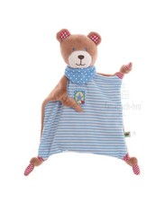 Die Spiegelburg Schmusetuch Bär blau weiß gestreift mit Rassel 93204 Baby Glück