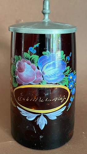 Alter biedermeier bierkrug - bierkrug, rot