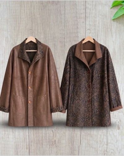 Damen wendemantel leder - leder, xl