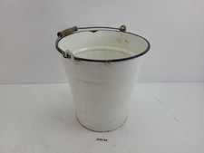 Eimer 10 L Emaille Weiß Blau Holzgriff Landhausstil Deko Haushalt Garten #259105