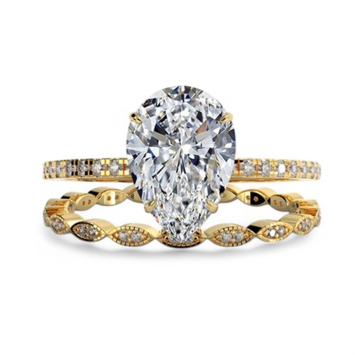 Luxus birne diamant band set - luxus,