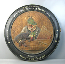 große Ehrenscheibe Mickhausen Holz geschnitzt Bildhauer Kraile D-69cm alt antik