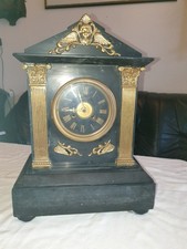 Antike Kaminuhr Marmor-Bronze