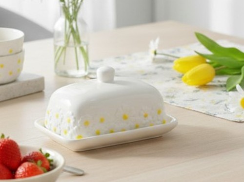 Keramik butterdose weiß mit - keramik,