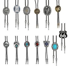 Stars & Stripes Edle Western Bolotie Cowboy Krawatte Lederkordel Metall Anhänger