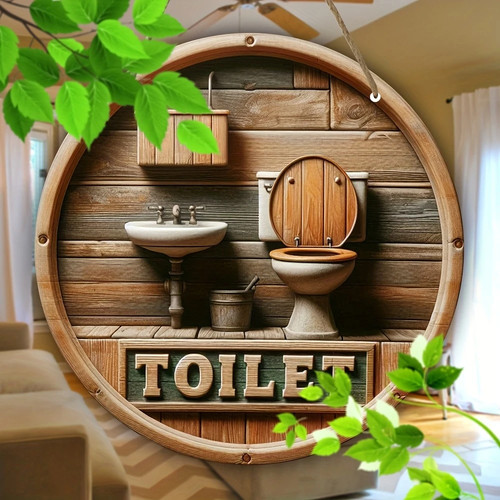 Holzschild rund toilettenraum - rund,
