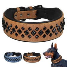 Hundehalsband Lederhalsband Nietenhalsband Breit 5cm Gepolstert Rottweiler L/XL