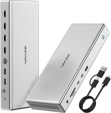 WAVLINK Premium Displaylink Docking Station, 4xHDMI, USB-A/C, 100W PD, TF/SD