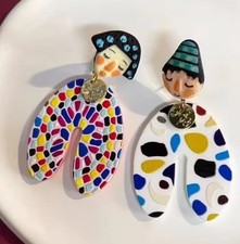 BUNTE INDISCHE CARTOON OHRRINGE ELEGANT UND AUSGEFALLEN EDELOHRRING HARZ