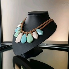 KETTE Modekette Blogger Collier Goldfarben Pastell Farbeblöcke XXL Modeschmuck