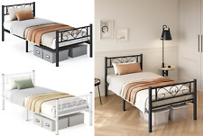 Bett, 90 x 200 cm, aus Metall, Bettgestell, Bettrahmen, einfache Montage