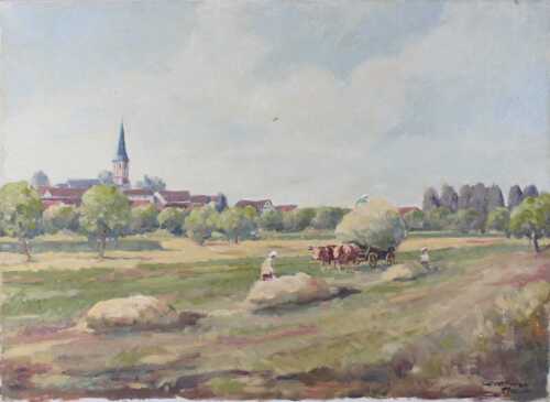 Heuernte ochsengespann vor - heuernte,