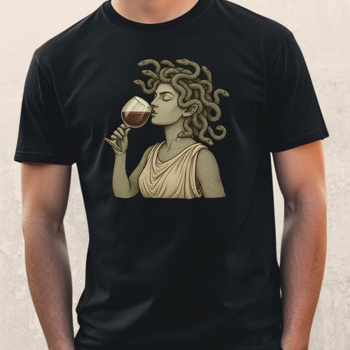 Shirt medusa trinkt - t-shirt, wein