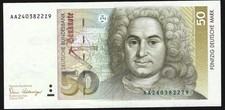 50 Deutsche Mark Schein 2. Januar 1989 - gute Erhaltung