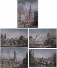 Hamburg - 5 seltene originale Lithografien - Robert Bürger, Arldt, Weider - 1850