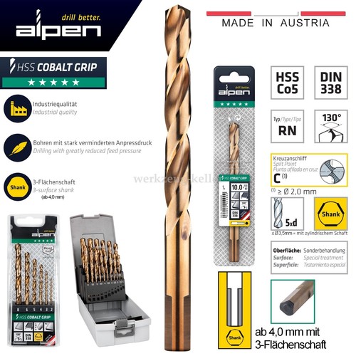 Alpen grip hss co5 - hss-co5, 130°