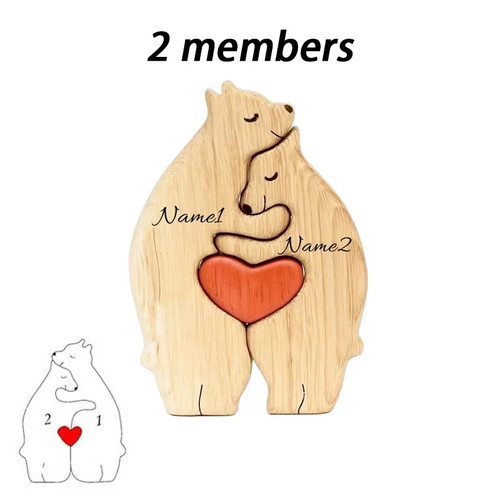 Kunst-Holzbär-Familienpuzzle