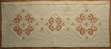 Hardanger Stickerei - Tischläufer 87x37cm Handarbeit,  Beige / braun