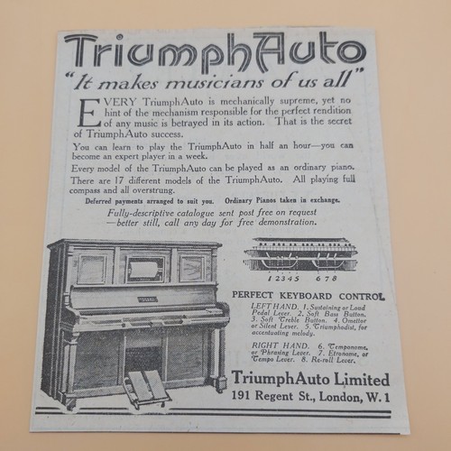 1922 triumph auto klavier - 1922,