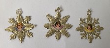 Christbaumschmuck:  3 Dresdner Pappe Sterne mit antiker Engel  Oblate